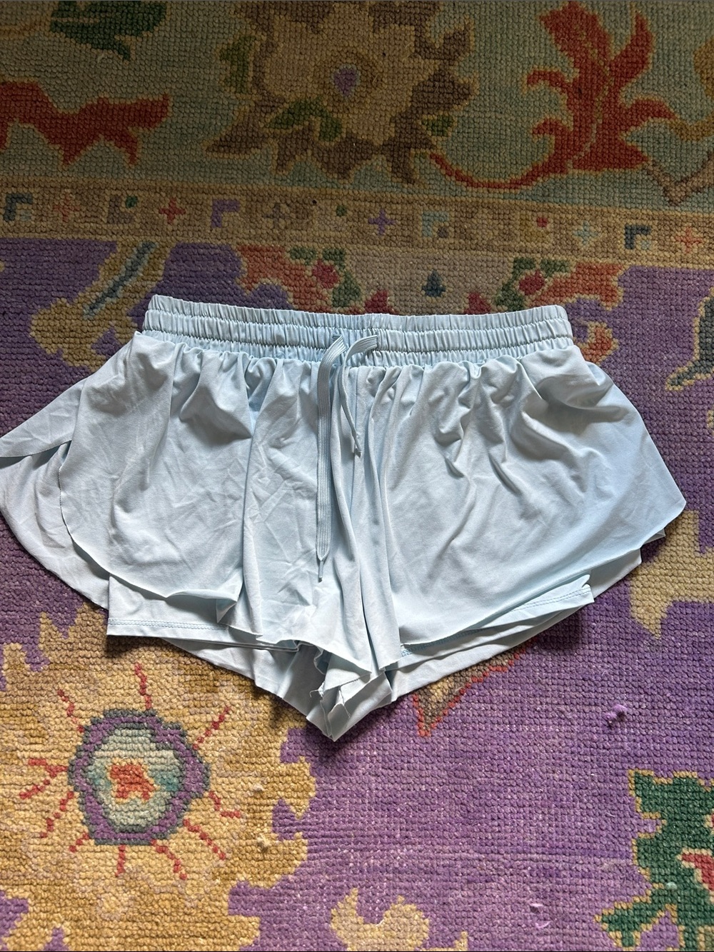 Social Scene Light Blue Women's Athletic Drawstring Shorts LARGE